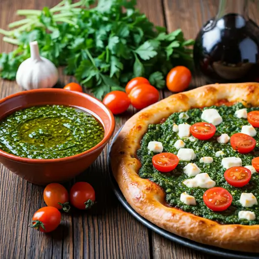 Chimichurri Pizza with Sweet Tomatoe